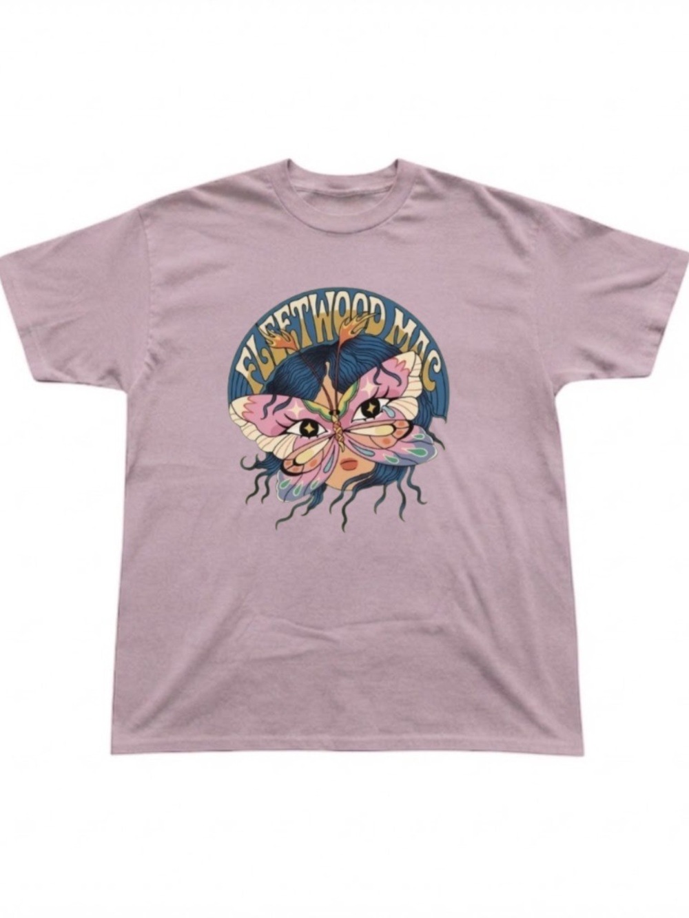 Fleetwood Mac Butterfly Graphic Tee Mauve Cotton Gildan T-Shirt